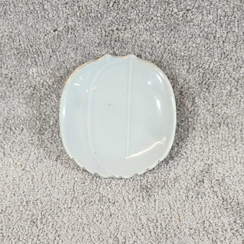 Japan‎ Butter Pat Leaf Pattern Blue Gold Rim Vintage Porcelain Trinket Dish